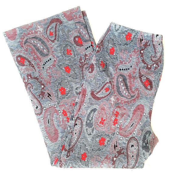 Vtg 70s Double Knit Pants Ankle Cropped Paisley - Picture 6 of 8